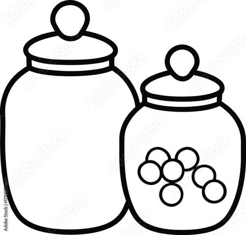 Candy Jars Line Art Transparent Background