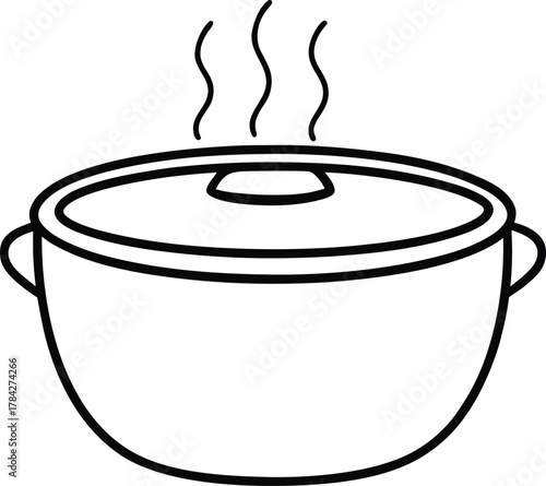 Chinese Hot Pot Line Art Transparent Background