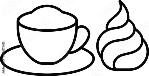 Coffee and Pastry Combo Line Art Transparent Background
