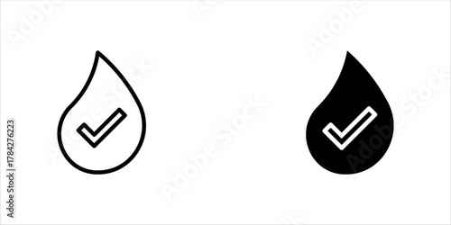 Skin hydration line outline icon, on white background, eps 10.