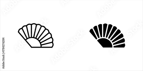 Hand fan icons set vectors set in solid style.