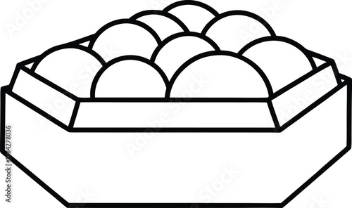 Japanese Bento Box Line Art Transparent Background