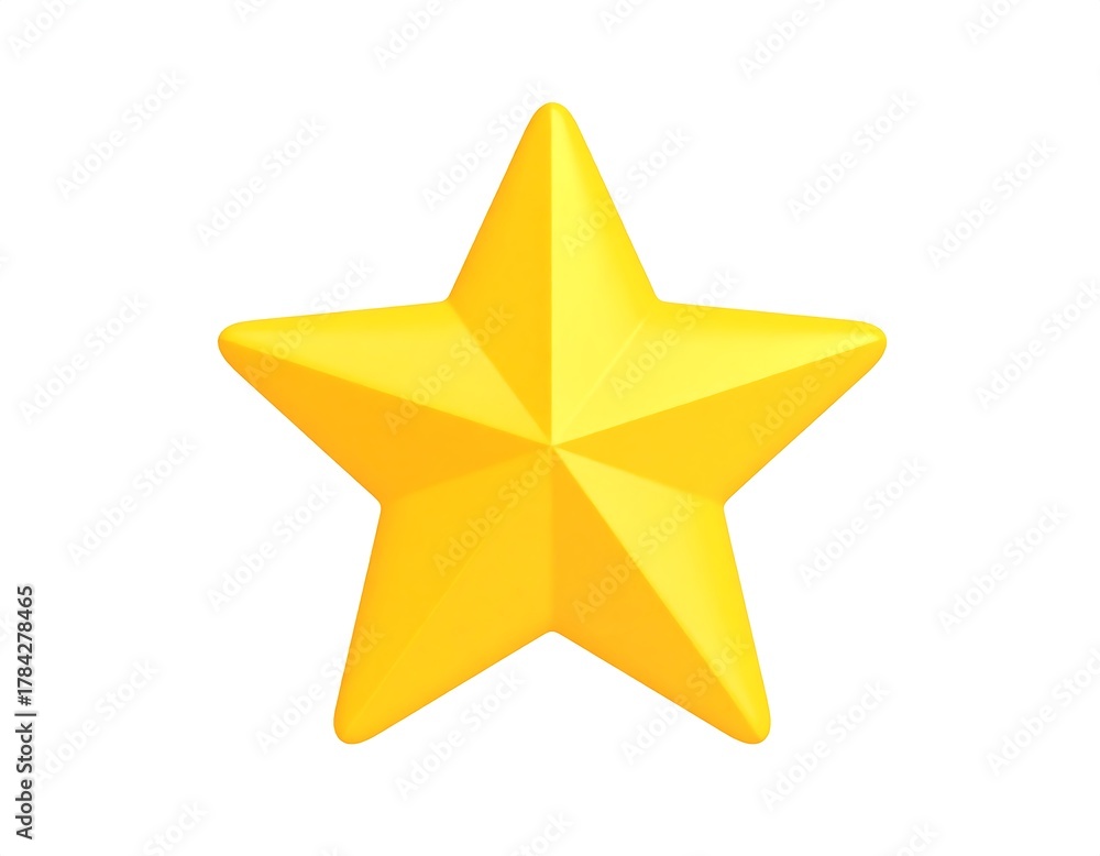 Obraz premium A 3D render of a glossy yellow star on a clean white background