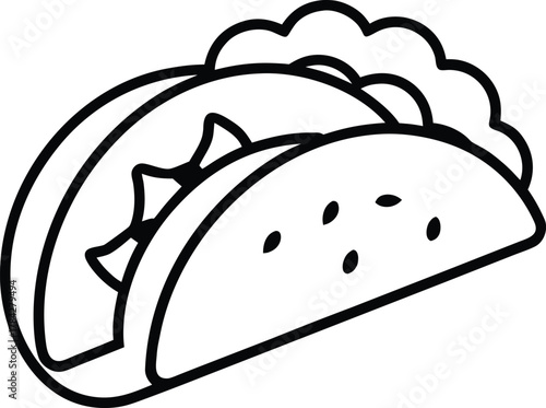 Mexican Street Tacos Line Art Transparent Background