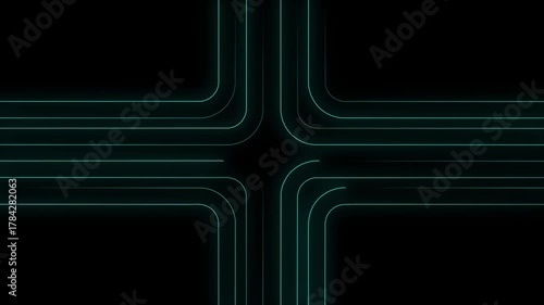 Abstract Neon Pink Cross Lines Tunnel Loop: Minimalist Retro Background, Hi-Tech Grid, and Cyberpunk Light Intersection.