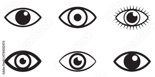 stylized eye silhouettes icon bundle various style