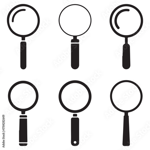 Magnifying glass outline and silhouette