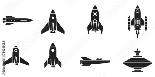 different rocket ship silhouettes