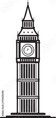 Iconic London Clock Tower Vector Illustration