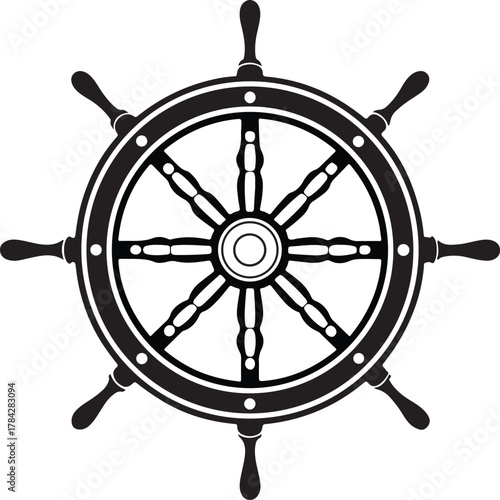 Elegant Steering Wheel Nautical Icon