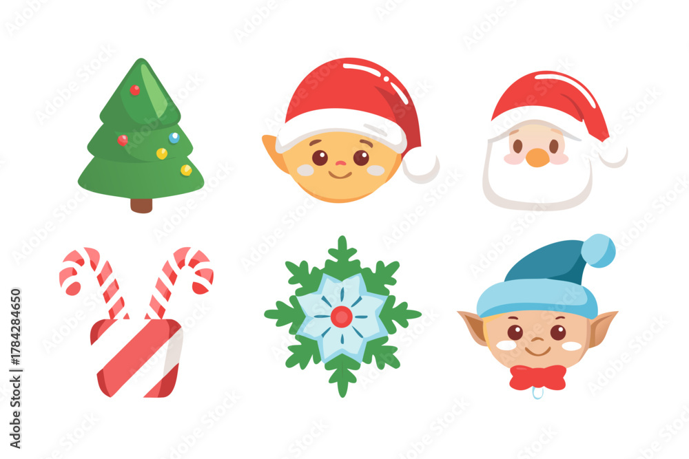 Fototapeta premium Christmas and new year cartoon icons