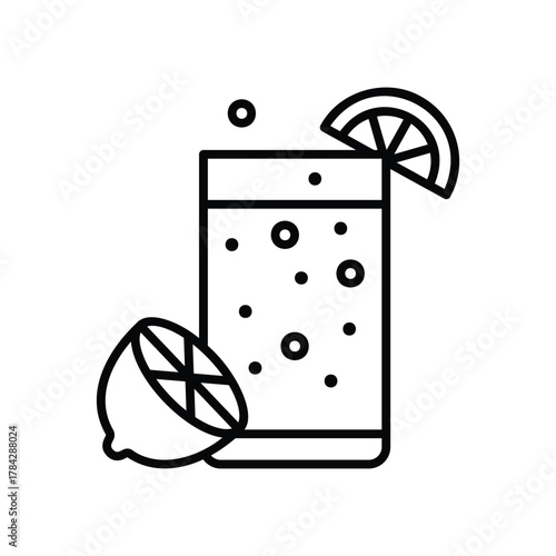 A drawing of a glass of lemonade with lemon wedges