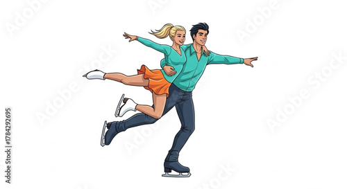 Professional figure skating pair winning championship illustration