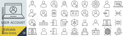 線の編集ができるユーザーアカウントに関するアイコンセット（アウトライン化していない）
