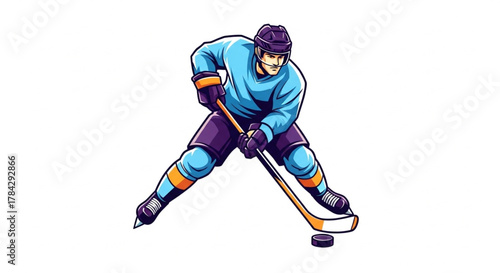 Ice hockey player celebrating goal on the ice rink illustration