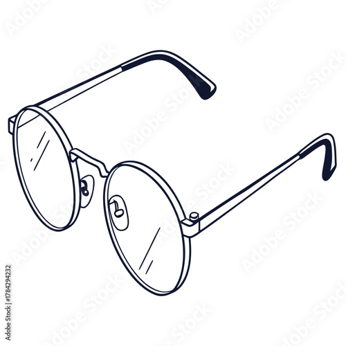 Illustration of round glasses with thin metal frames design