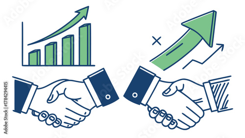 Business Deal Handshake Icons Vector Set – Corporate Agreement Symbols, Partnership Collaboration Graphics, and Office Contract Design Elements