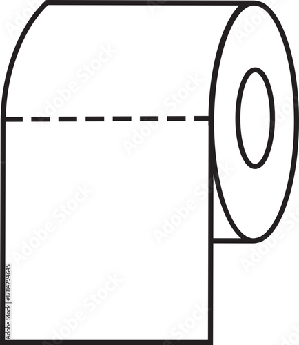 Roll tissue line icon with paper roll symbol for bathroom, hygiene, cleaning, toilet and household use. Minimalist black vector design for sanitary, towel and napkin concept on transparent background.