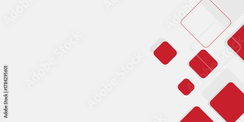 White background with abstract red grey square decoration