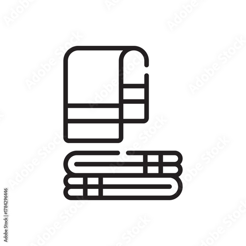 Line drawing of stacked folded and rolled towels