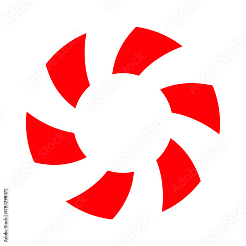 Simple Flat Color Vector Illustration of a Red Fire Truck (Fire Engine) with a Ladder and Siren, Side View