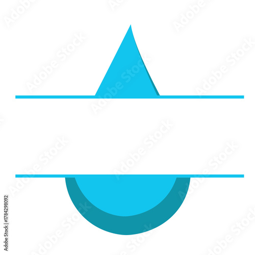 Blue Water Drop Vector Icon Designed as a Split Monogram Frame with a Blank Horizontal Space for Text