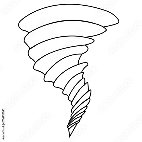 Simple Black Outline Vector Icon of a Tornado or Cyclone, Symbolizing Storms, Severe Weather, and Destructive Wind