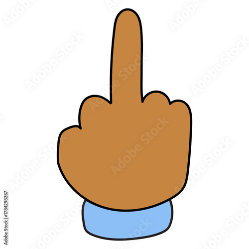 Simple Cartoon Vector Illustration of a Hand Making an Obscene "Middle Finger" Gesture, Symbolizing Defiance and Insult