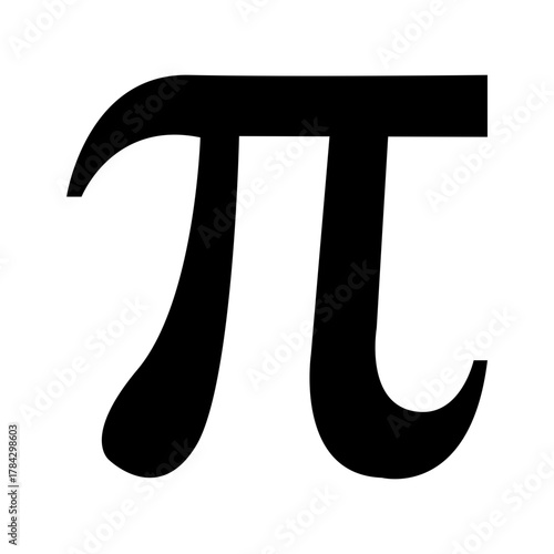 Solid Black Silhouette Vector Icon of the Greek Letter Pi ( π ), Symbolizing Mathematics, Science, and the Mathematical Constant 3.14