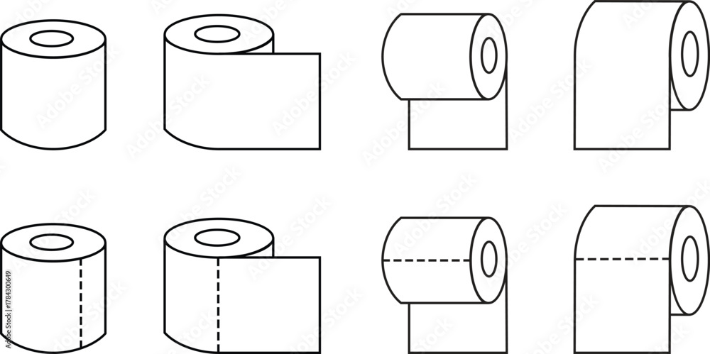 custom made wallpaper toronto digitalRoll tissue line icons set with paper roll symbols for bathroom, hygiene, cleaning, toilet and household use. Minimalist black vectors designs for sanitary, towel and napkin on transparent background.