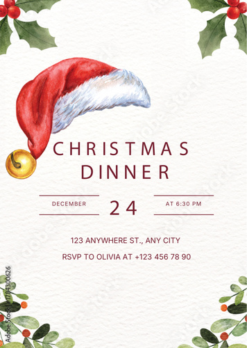 Minimalist Christmas Party Invitation- personalized Christmas invitations
