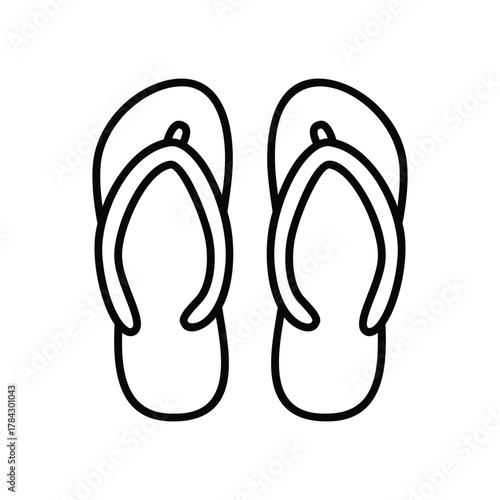 Two outlined flipflops are sidebyside featuring a simple minimalist design