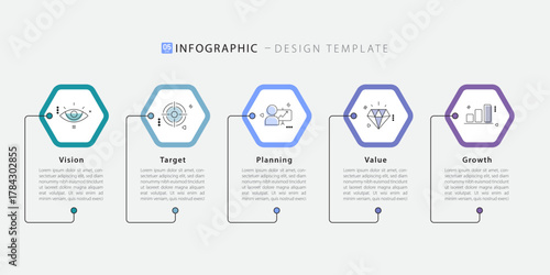 Timeline Creator infographic template. 5 Step timeline journey, calendar Flat simple infographics design template. presentation graph. Business concept with 5 options, gantt vector illustration.