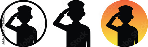 Boys Soldier saluting silhouette icon
