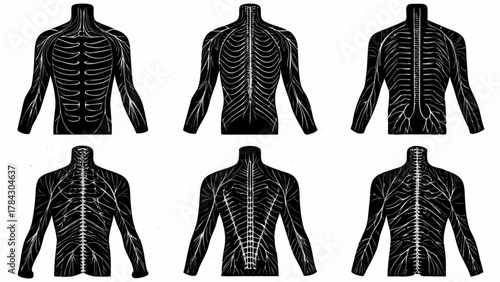 set of black silhouettes of clothes