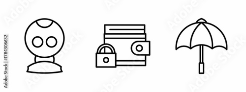 Stock vector. Cyber security icons. Black security icon set. Cyber security elements. Collection of security. Vector illustration.