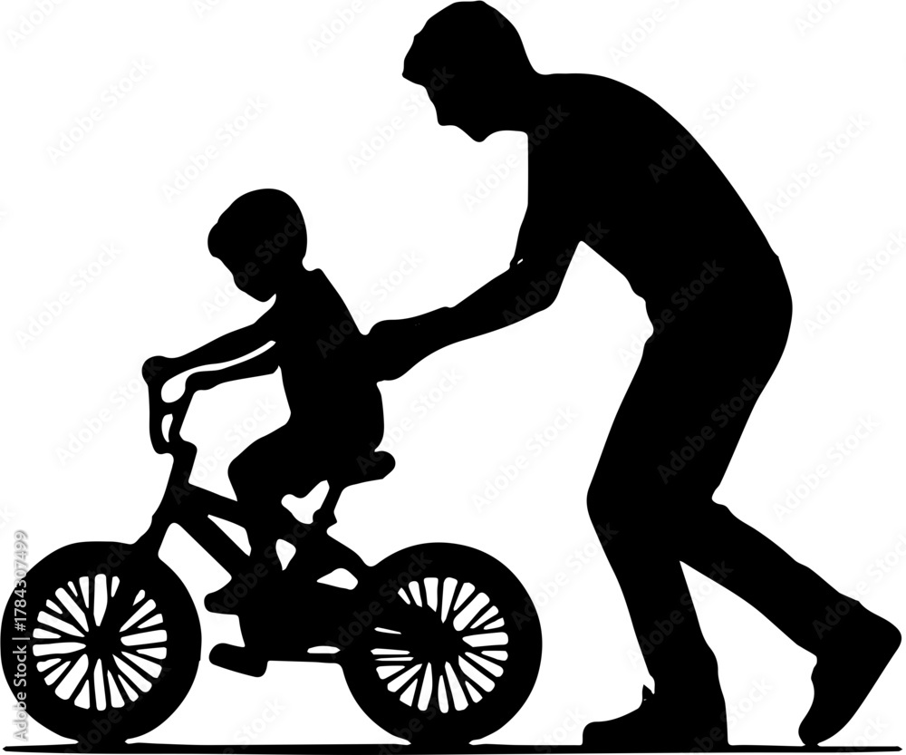 Fototapeta premium silhouette of a girl with a bicycle