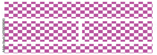 Top and bottom borders with checkered print and blank space for text. Police, taxi, chess game or rally sport car competition background. Black and white squares pattern. Vector graphic