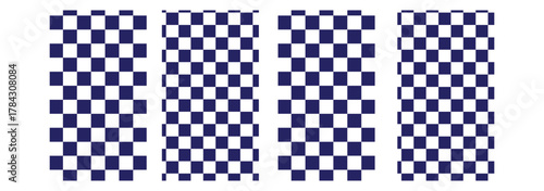 Top and bottom borders with checkered print and blank space for text. Police, taxi, chess game or rally sport car competition background. Black and white squares pattern. Vector graphic
