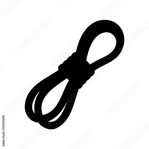 Illustration of a black and white knotted rope on a white background