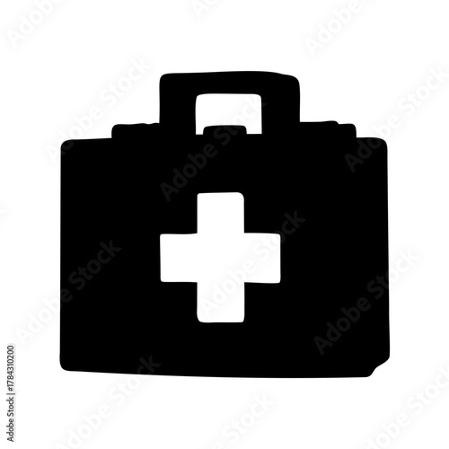 Silhouette First Aid Kit Symbolizing Medical Emergency Preparedness and Healthcare