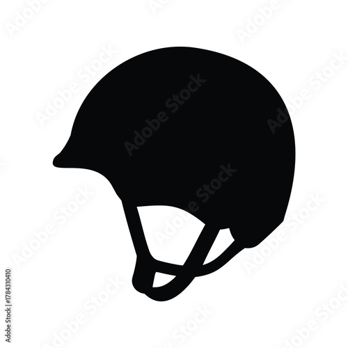 High contrast silhouette of a riding helmet for equestrian sports safety