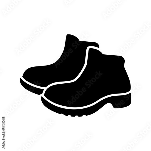 Pair of traditional Dutch wooden clogs, shown in a graphic black silhouette