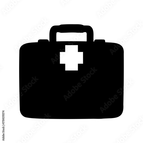 Silhouette of a First Aid Kit Representing Medical Assistance and Healthcare