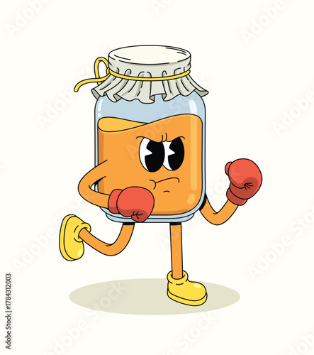 honey boxer character groovy cartoon illustration