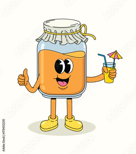 honey best drink character groovy cartoon illustration