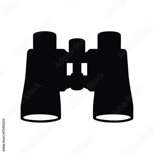 Silhouette of binoculars symbolizing vision, observation and surveillance with modern design