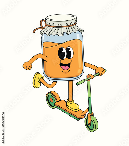 honey kick scooter groovy cartoon illustration