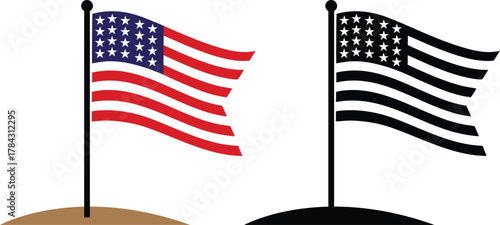 American flag waving icon