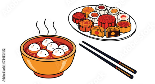 Celebrate Mid-Autumn Festival with delicious mooncakes and sweet dumplings, a vibrant cultural culinary tradition